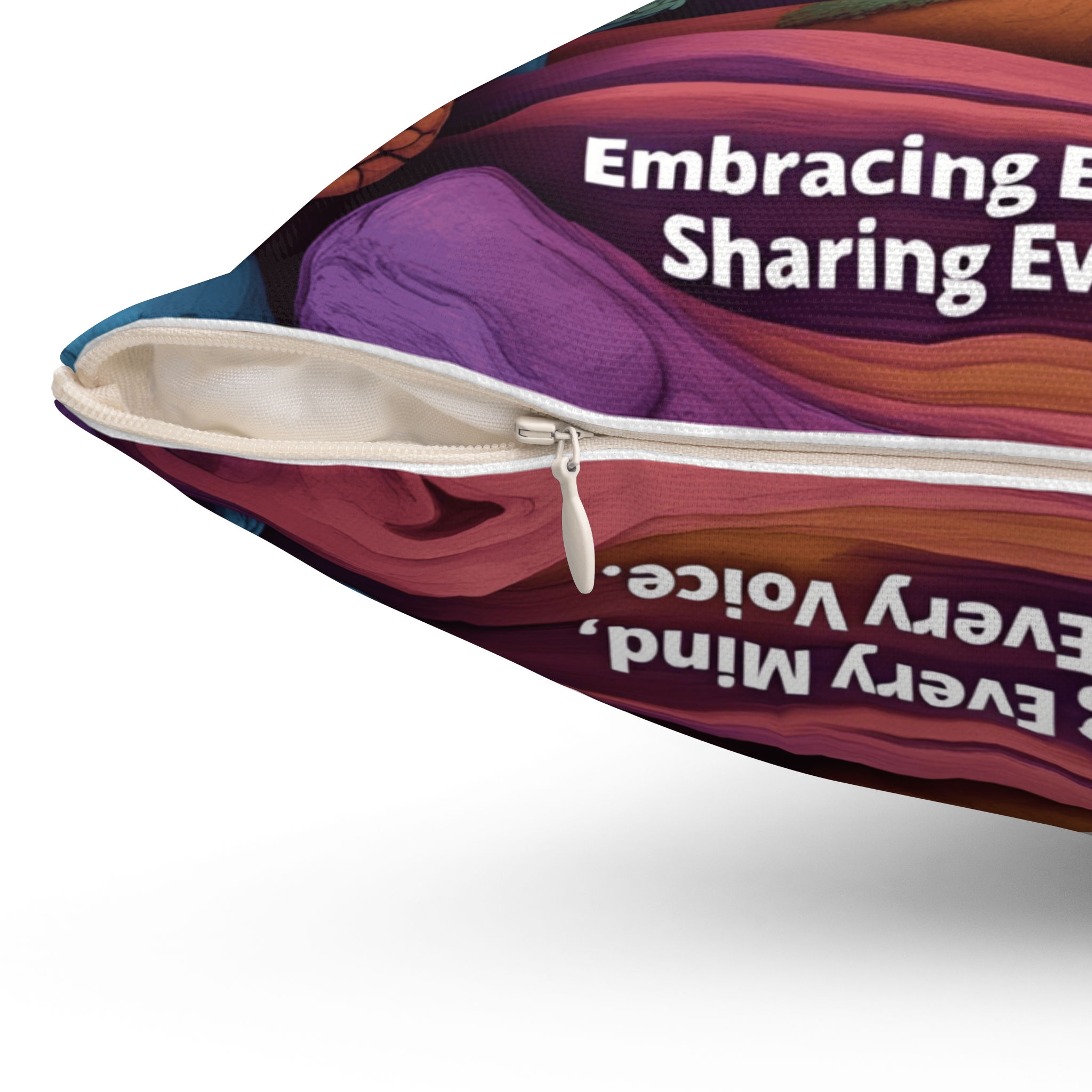 The Neurodiversity Voices Podcast Pillow — Colourful Brains Square Throw Pillow