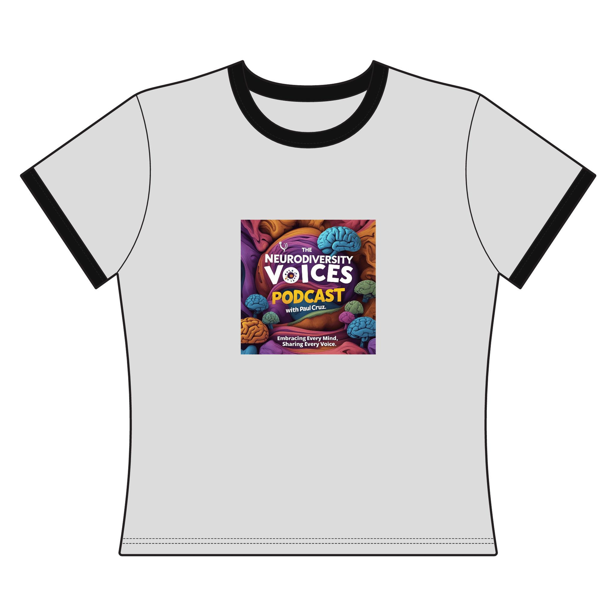 The Neurodiversity Voices Podcast Women's Ringer Tee — Support & Awareness