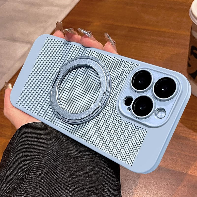 Thumbnail: 360 Rotating Bracket Magnetic Phone Case with Cooling Net for iPhone