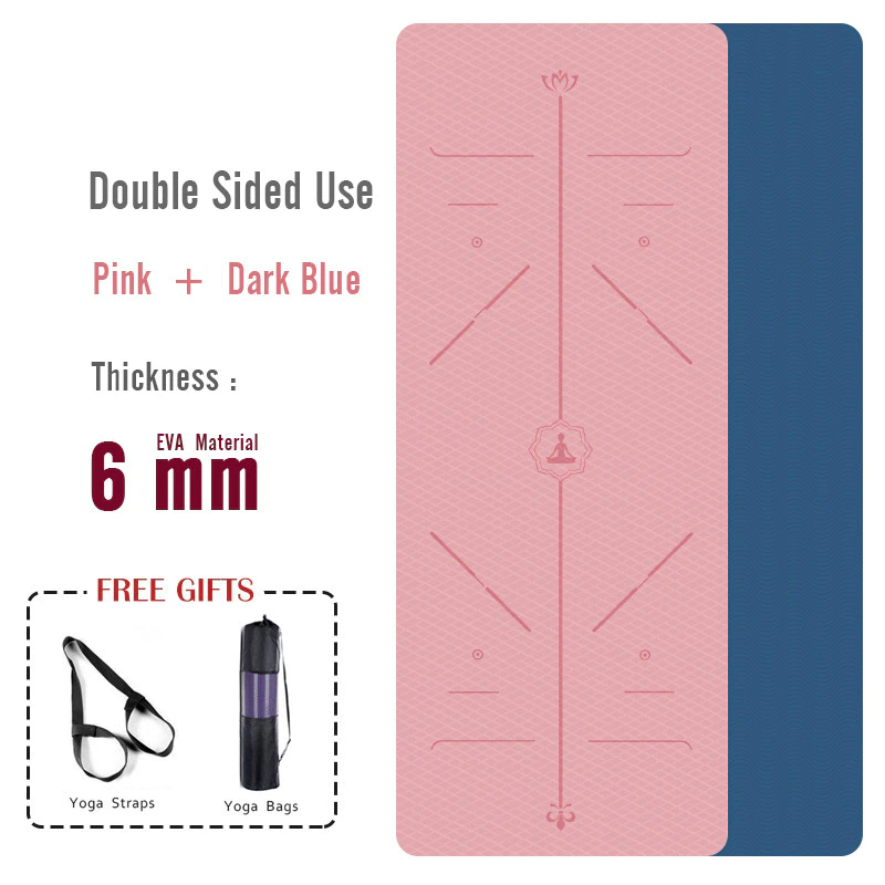 Thumbnail: 6mm Yoga Mat For Beginner TPE Non-slip Mat Yoga  Pad With Position Line  