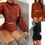 Thumbnail: Women 2 Piece Outfits Long Sleeve Sweatshirt + Shorts Ladies Fashion Clothes Set