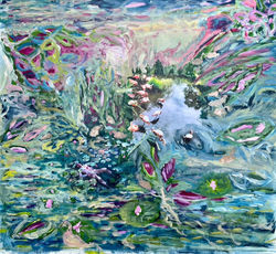 Fantasies aquatiques nᵒ 2 (24 x 32 po, techniques mixtes sur canevas)