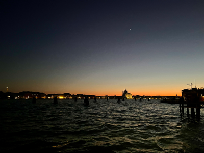 Venice lagoon at sunset
