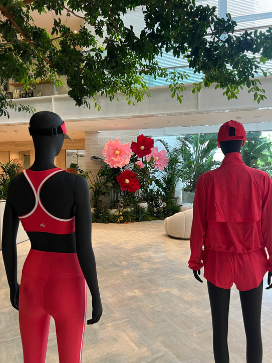 alo headquarters in Beverly Hills diy paper flower display created by all in bloom