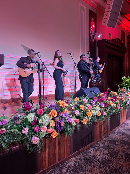 beautiful stage florals for an event in Hollywood California. 