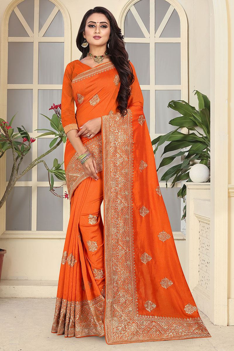 Magnificent Orange Wedding Sarees
