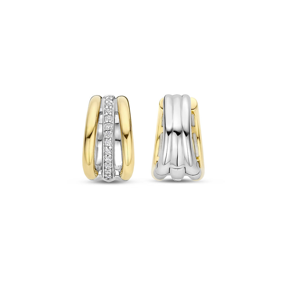 Thumbnail: 78010ZY Ti Sento zilveren oorringen bicolor verguld zirconia