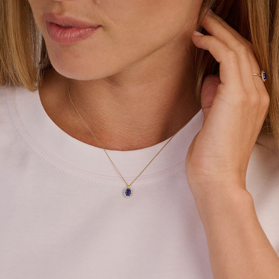 Thumbnail: LG3021Y Blush Lab Diamonds Collier – Geel Goud (14k) met Lab Diamant en saffier