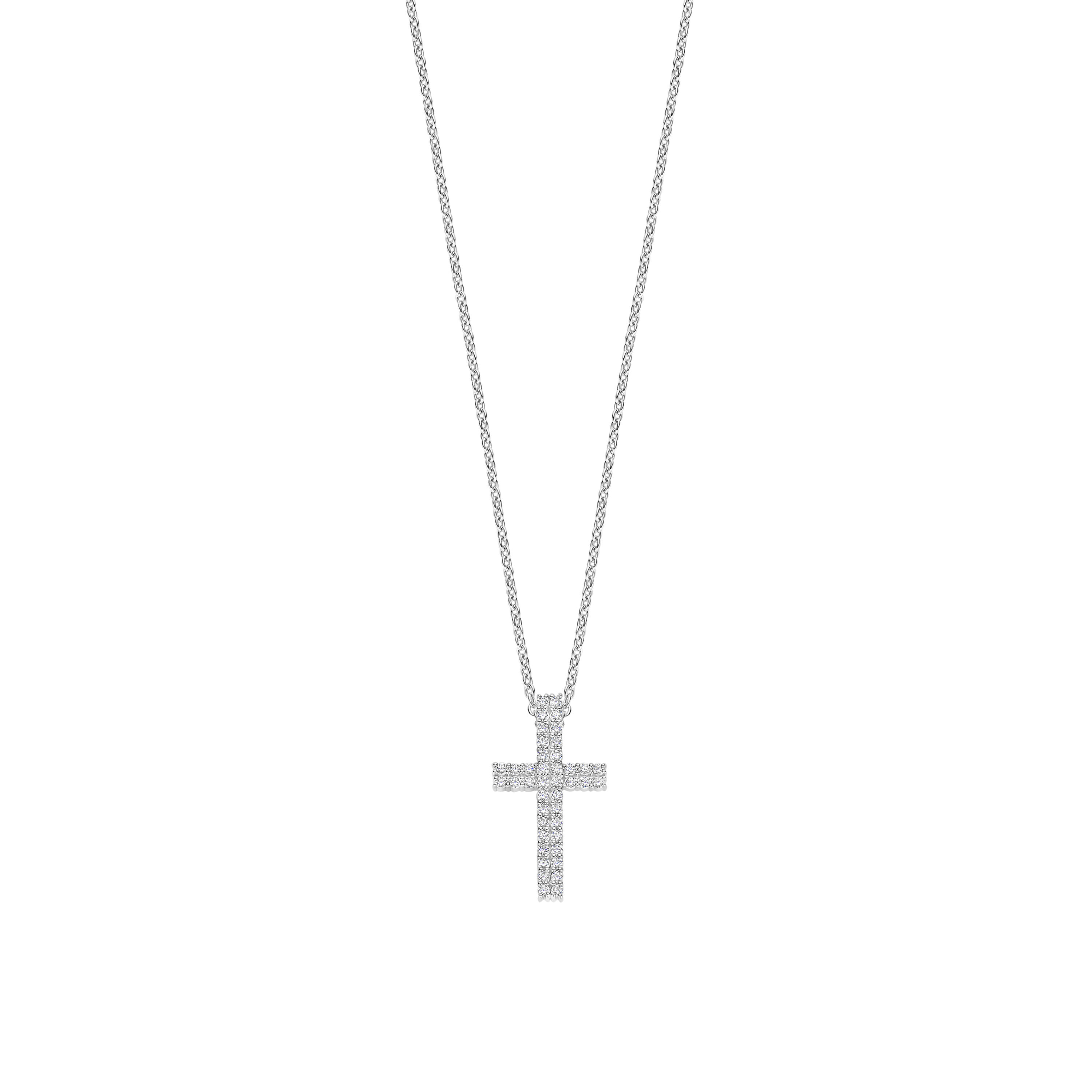 34130ZI/42 Ti Sento zilveren collier  met kruisje met zirconia