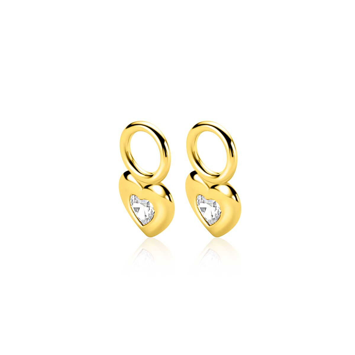ZICH2886Y ZINZI gold plated zilveren oorbedels hartje zirconia