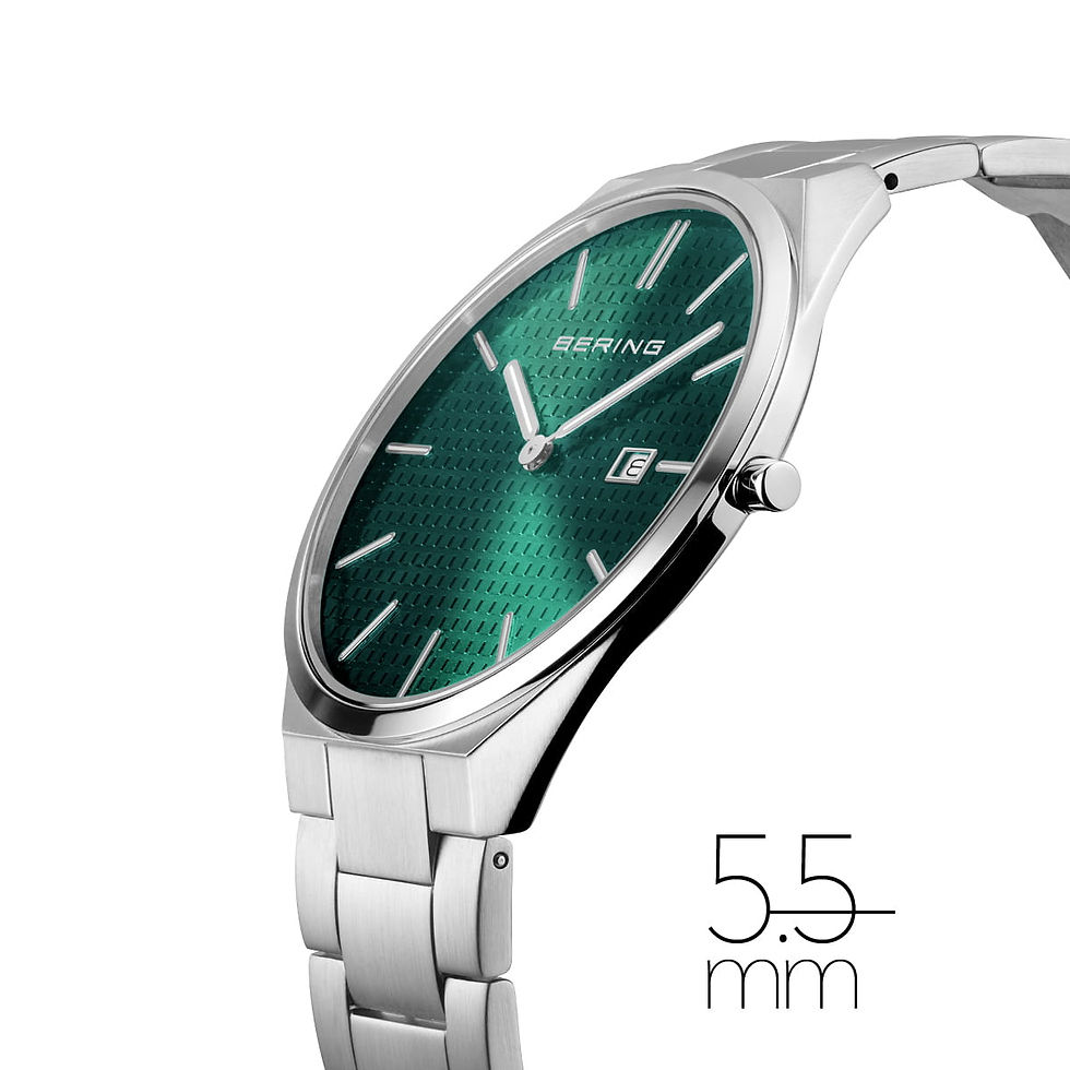 Thumbnail: 12740-708 Bering Ultra Slim heren horloge groene wijzerplaat