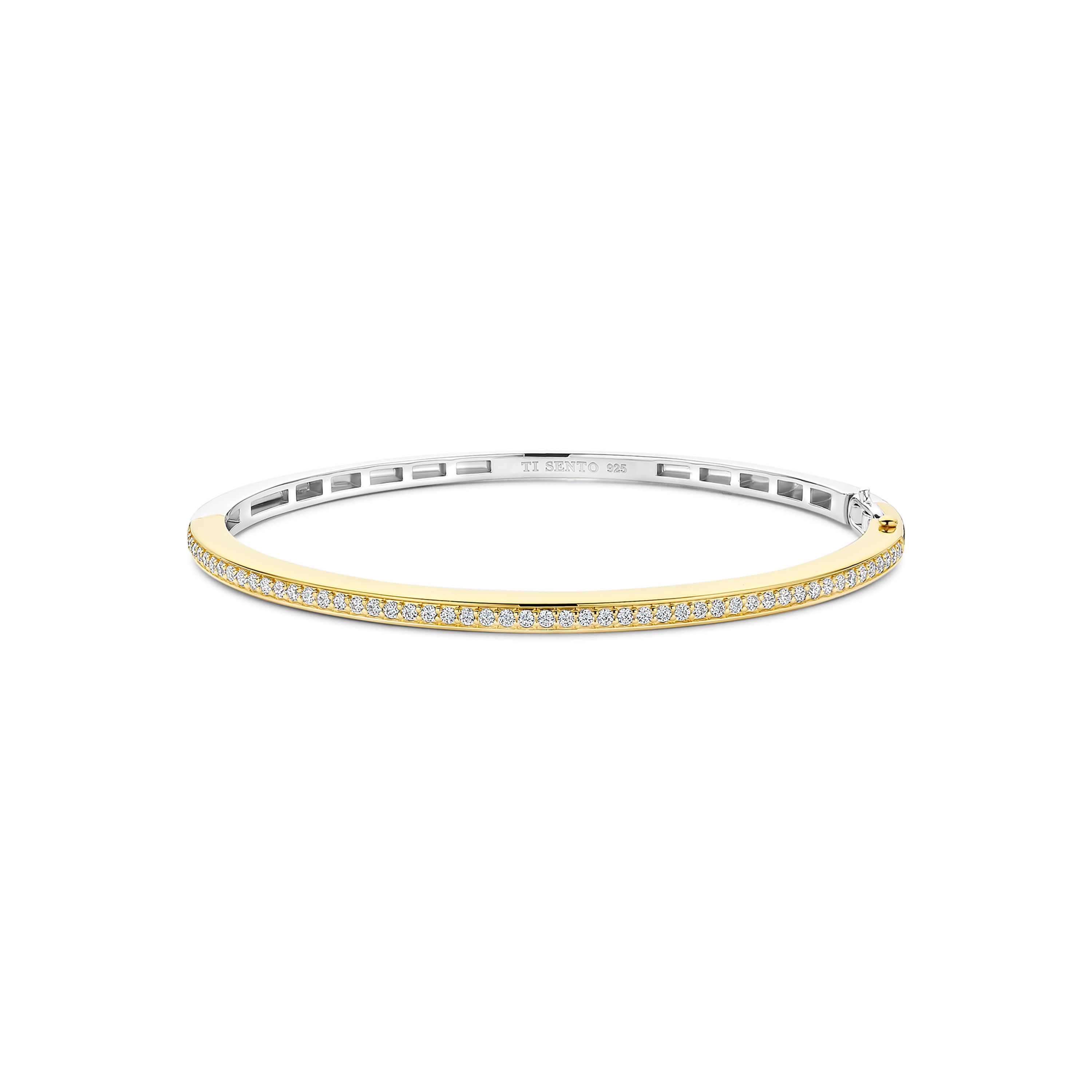 2889ZYTi Sento zilveren armband bangle goldplated met zirconia