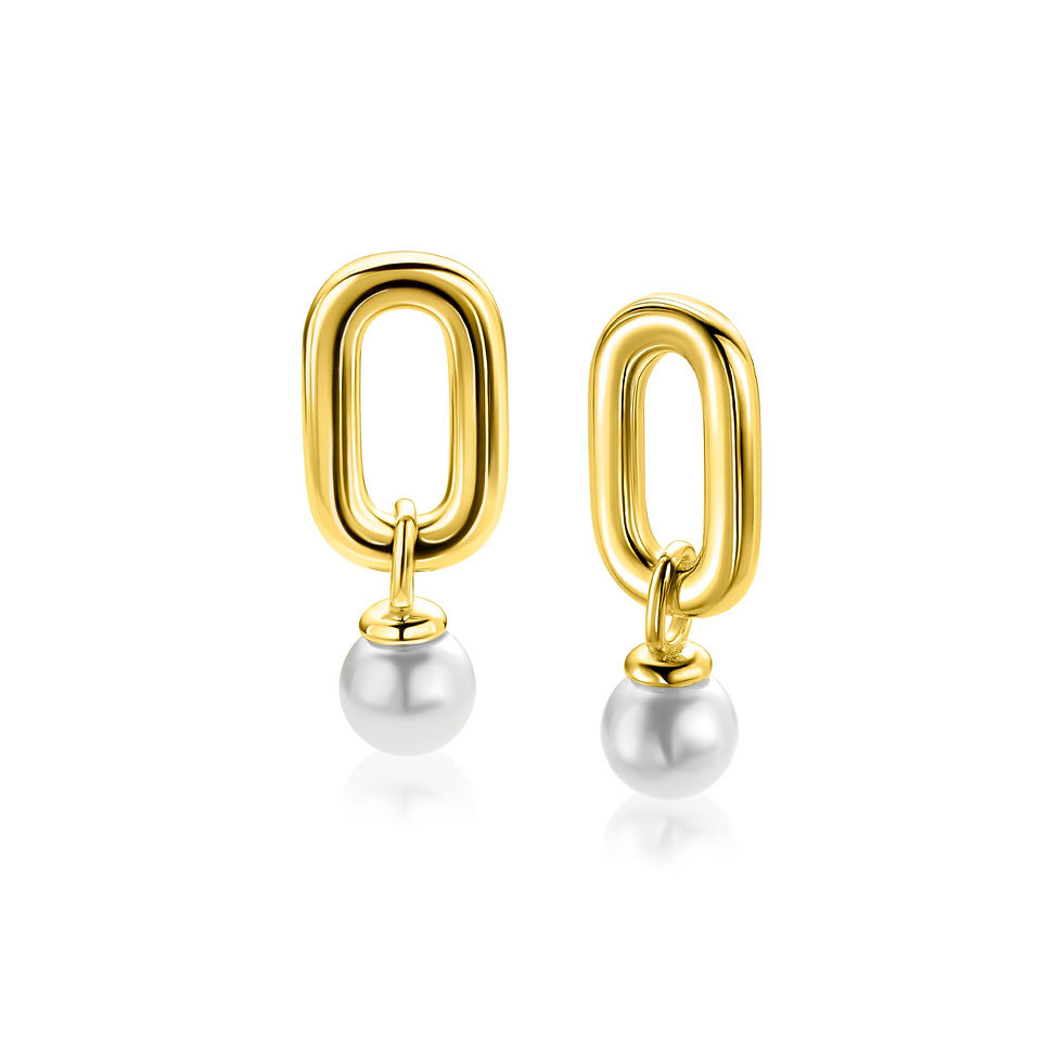 ZICH2821G ZINZI gold plated zilveren oorbedels schakel en parel