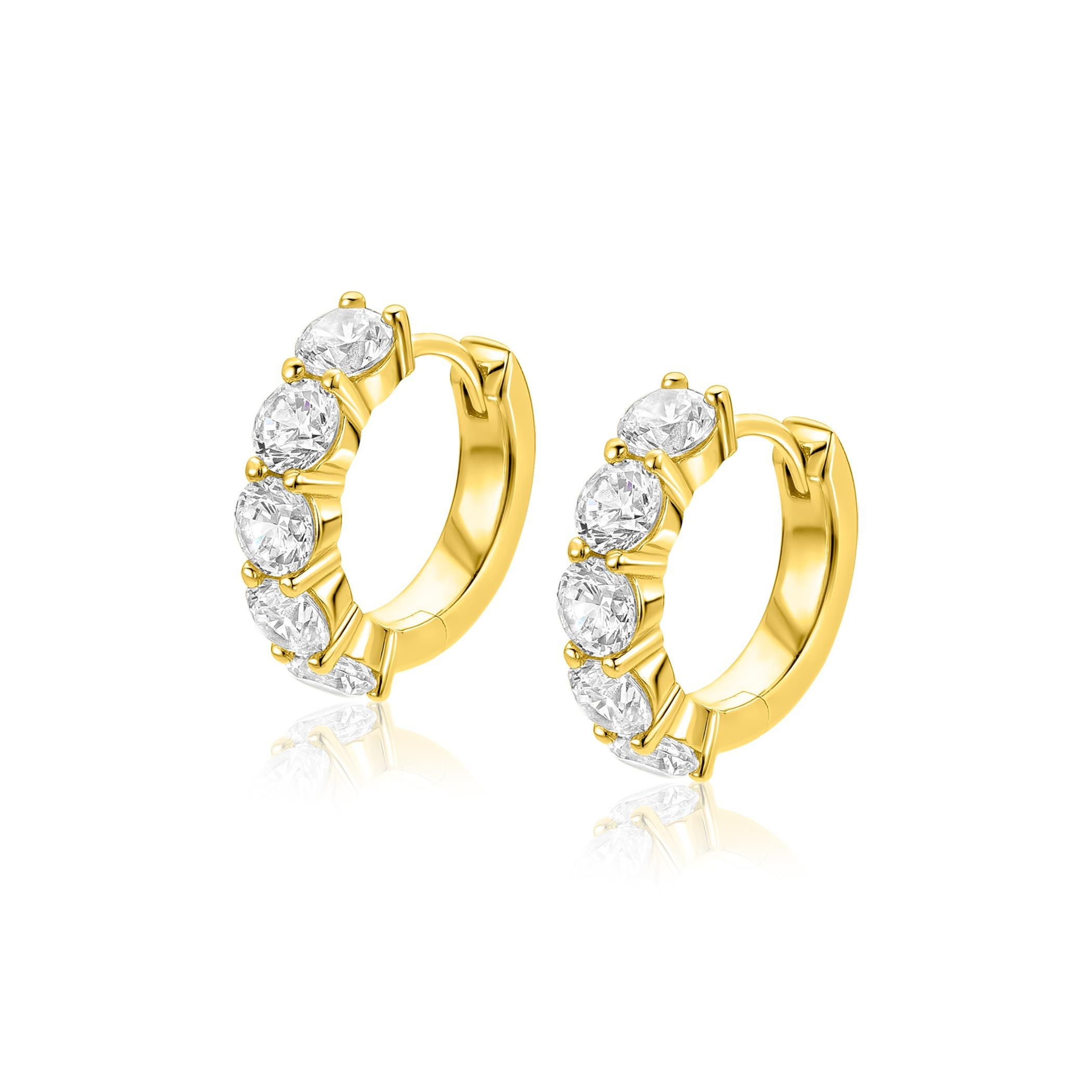 ZIO2808 ZINZI zilveren goldplated oorringen met zirconia