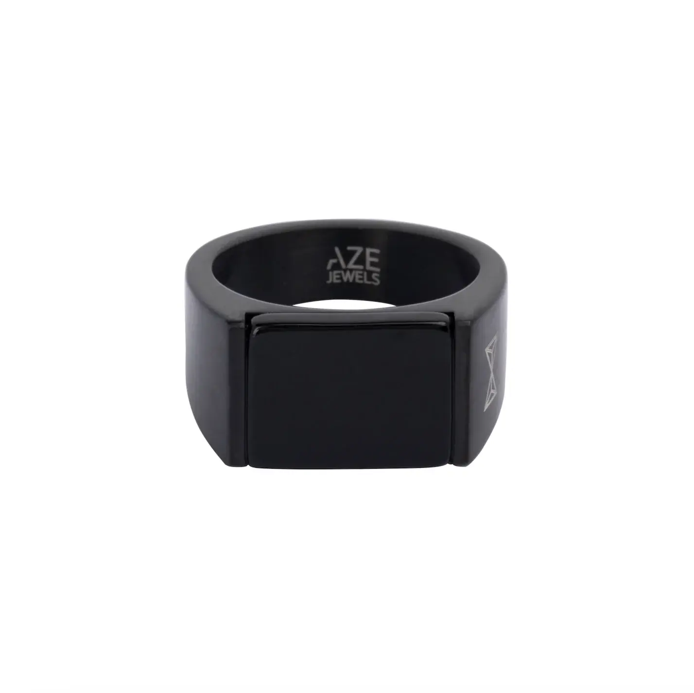AZ-RG006-B Aze Jewels zwart stalen heren ring onyx