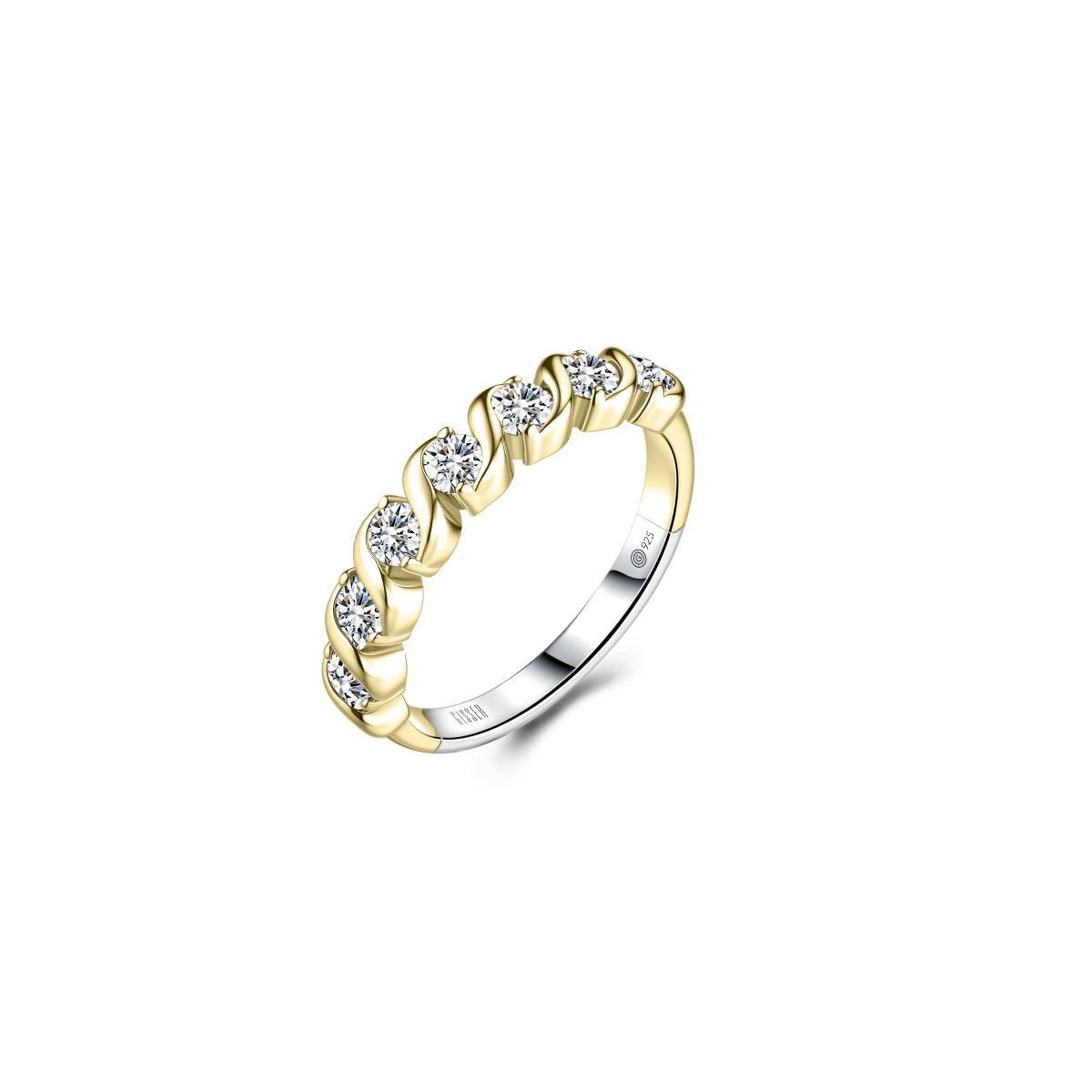 R505Y Gisser Jewels goldplated rij ring met zirconia
