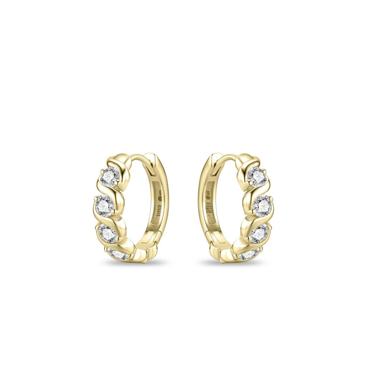 KC1077Y Gisser Jewels zilver vergulde klapcreolen zirconia
