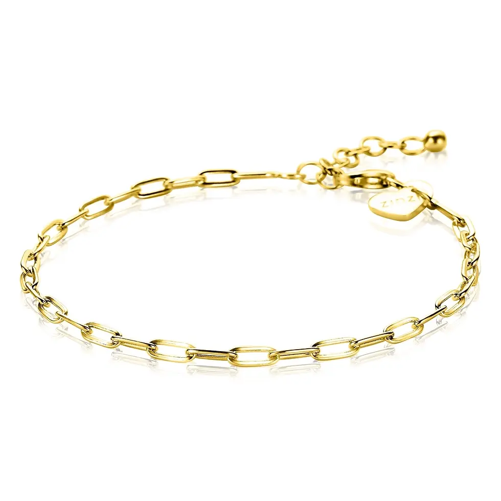ZIA2150G ZINZI zilver goldplated armband paperclip schakel