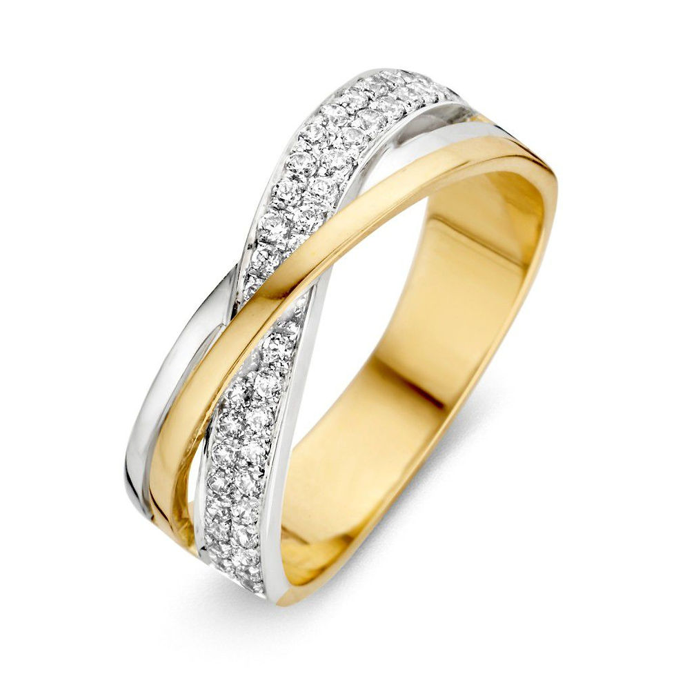 RH425876 Excellent Jewelry 14k gouden bicolor ring met zirconia
