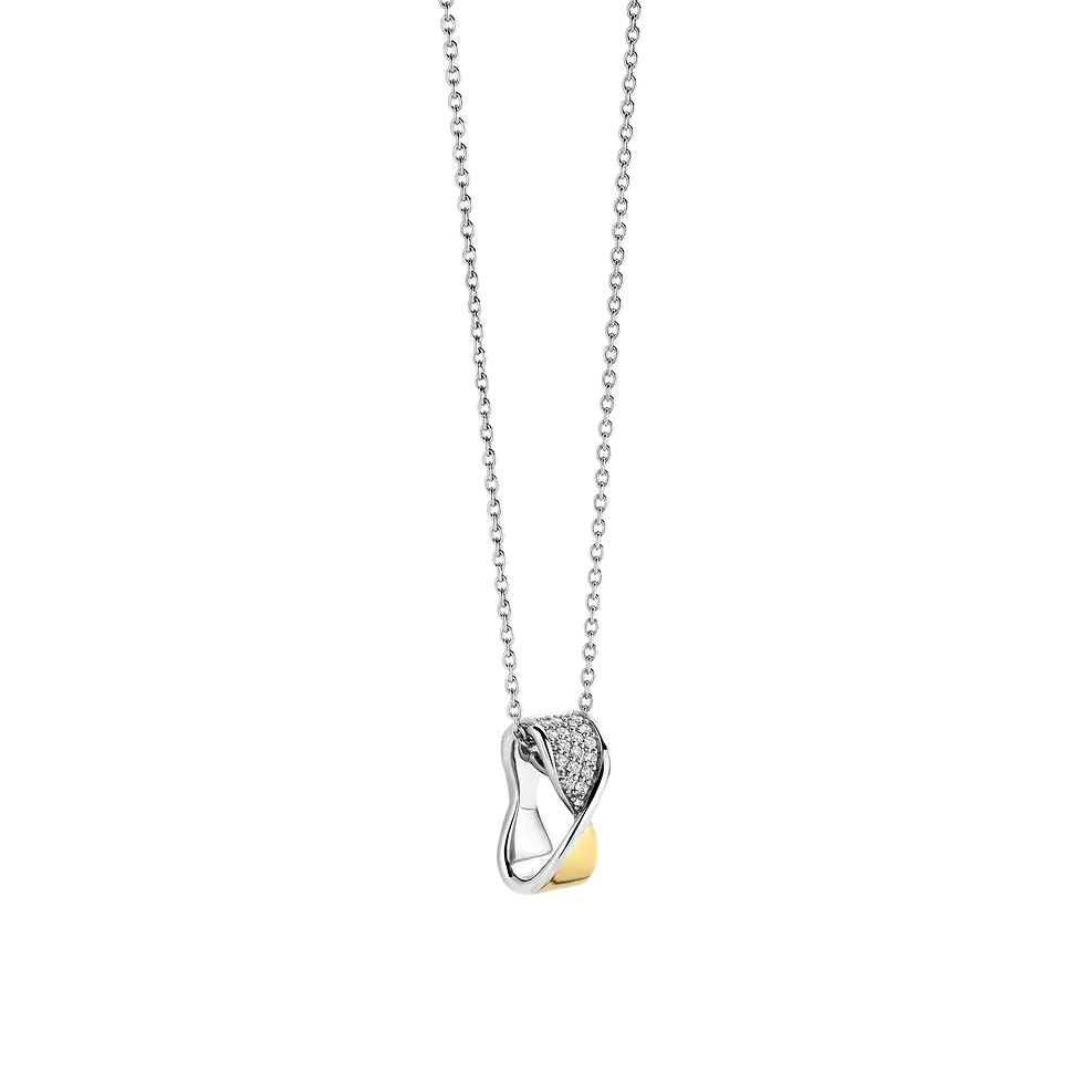 Thumbnail: 34106ZY/42 Ti Sento zilver verguld collier met zirconia