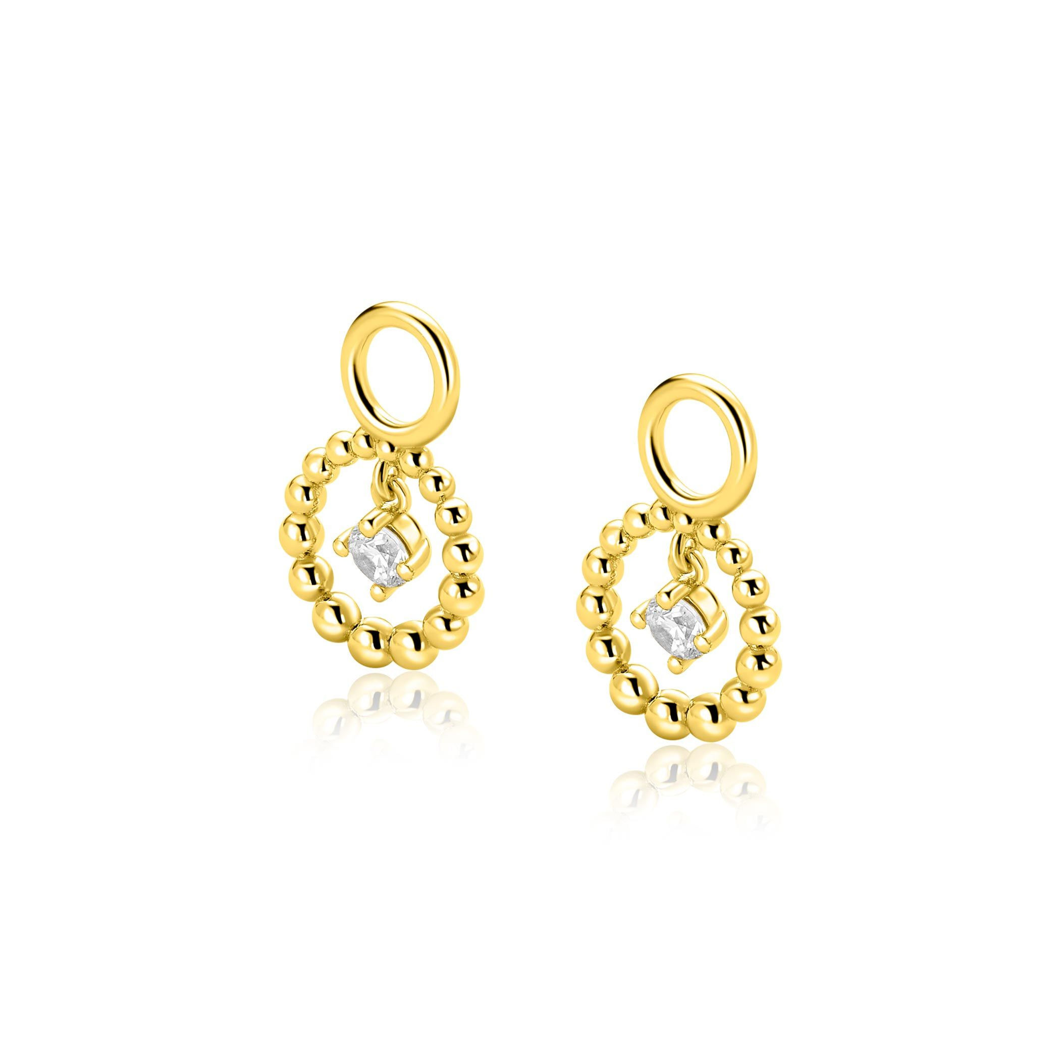 ZICH2816 ZINZI gold plated zilveren oorbedels bungelende zirconia