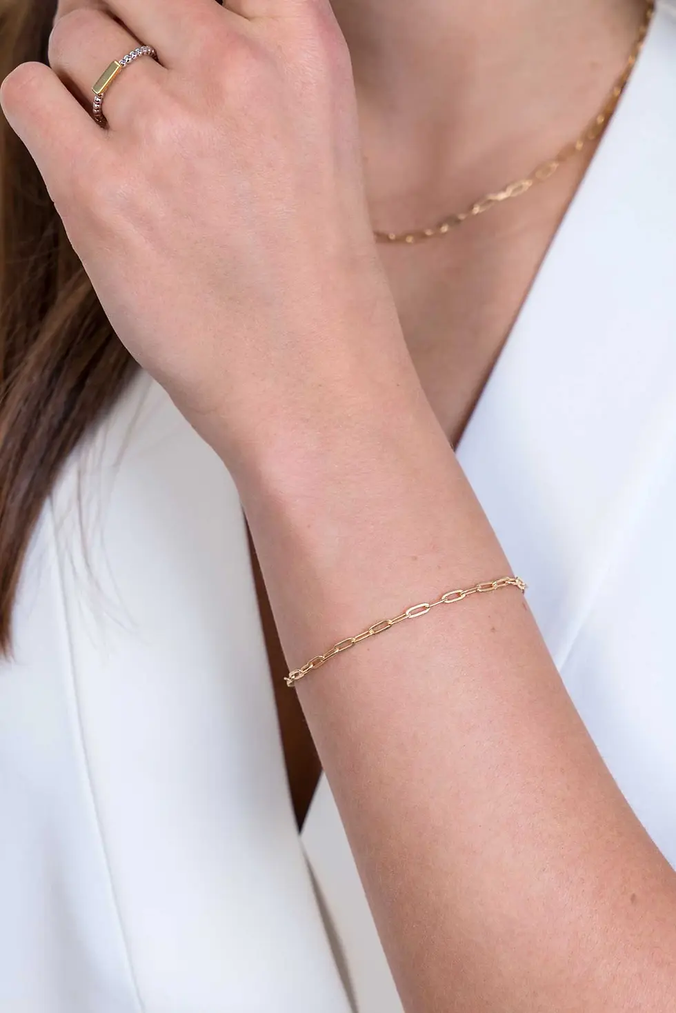 ZIA2150G ZINZI zilver goldplated armband paperclip schakel