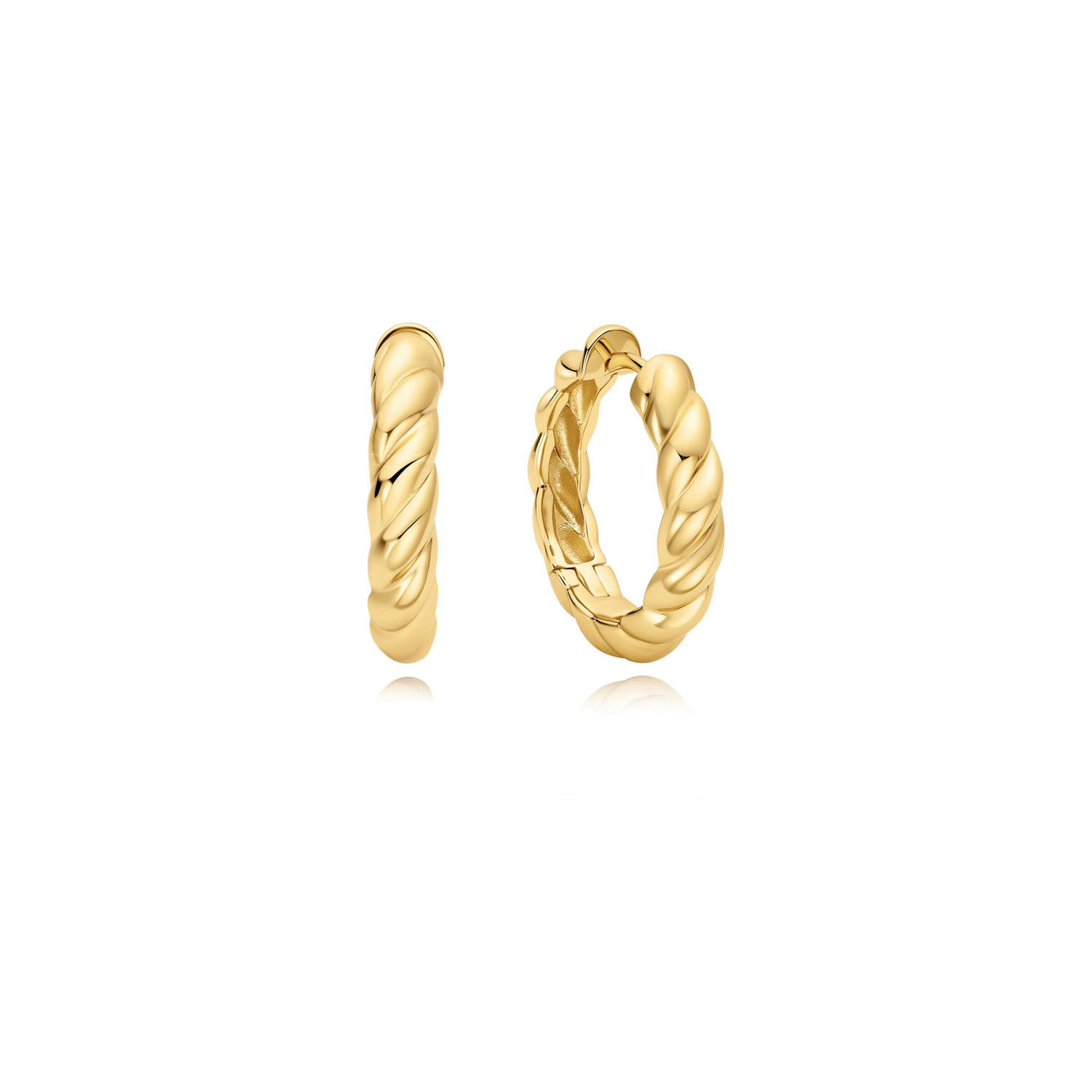 E072-09G Ania Haie Gold Twisted Hug. Hoop Earrings