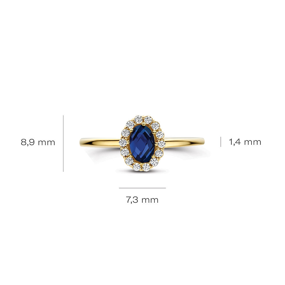 Thumbnail: LG1078Y Blush Lab Diamonds Ring  Geelgoud (14k) met Saffier