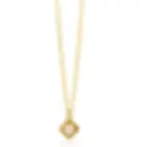 ZIC2905C ZINZI zilveren collier verguld met hanger klavertje vier champagne