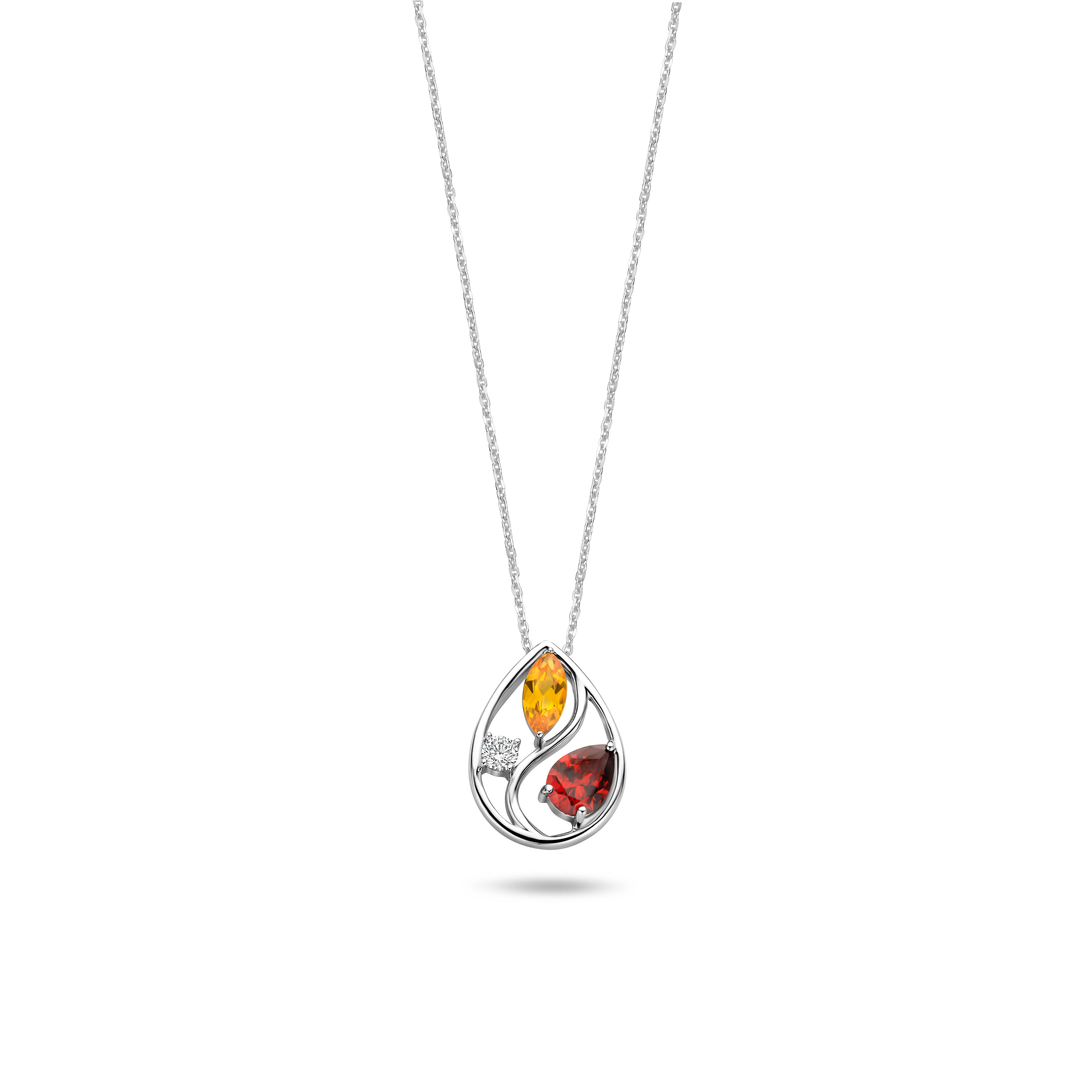 624.054 Rosa di Luca zilveren collier met hanger en gekleurde zirconia