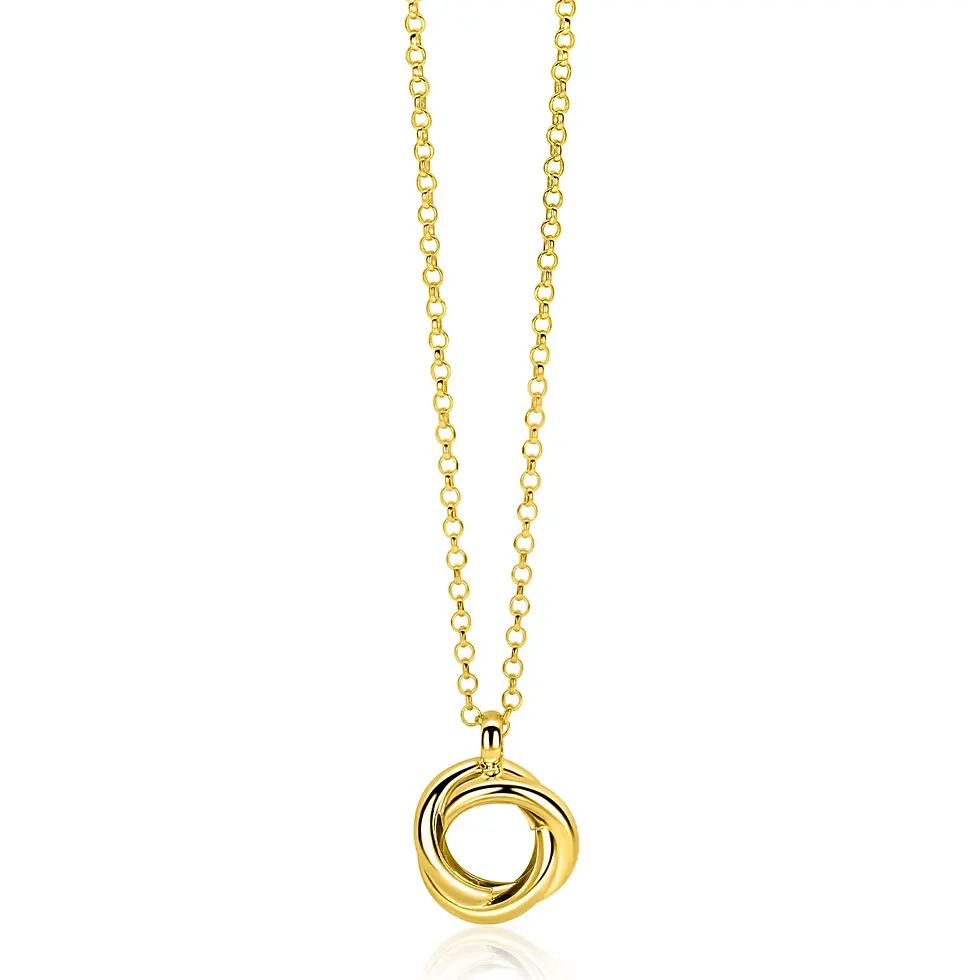 ZIC2890G ZINZI zilveren collier verguld met 3 ringen in elkaar