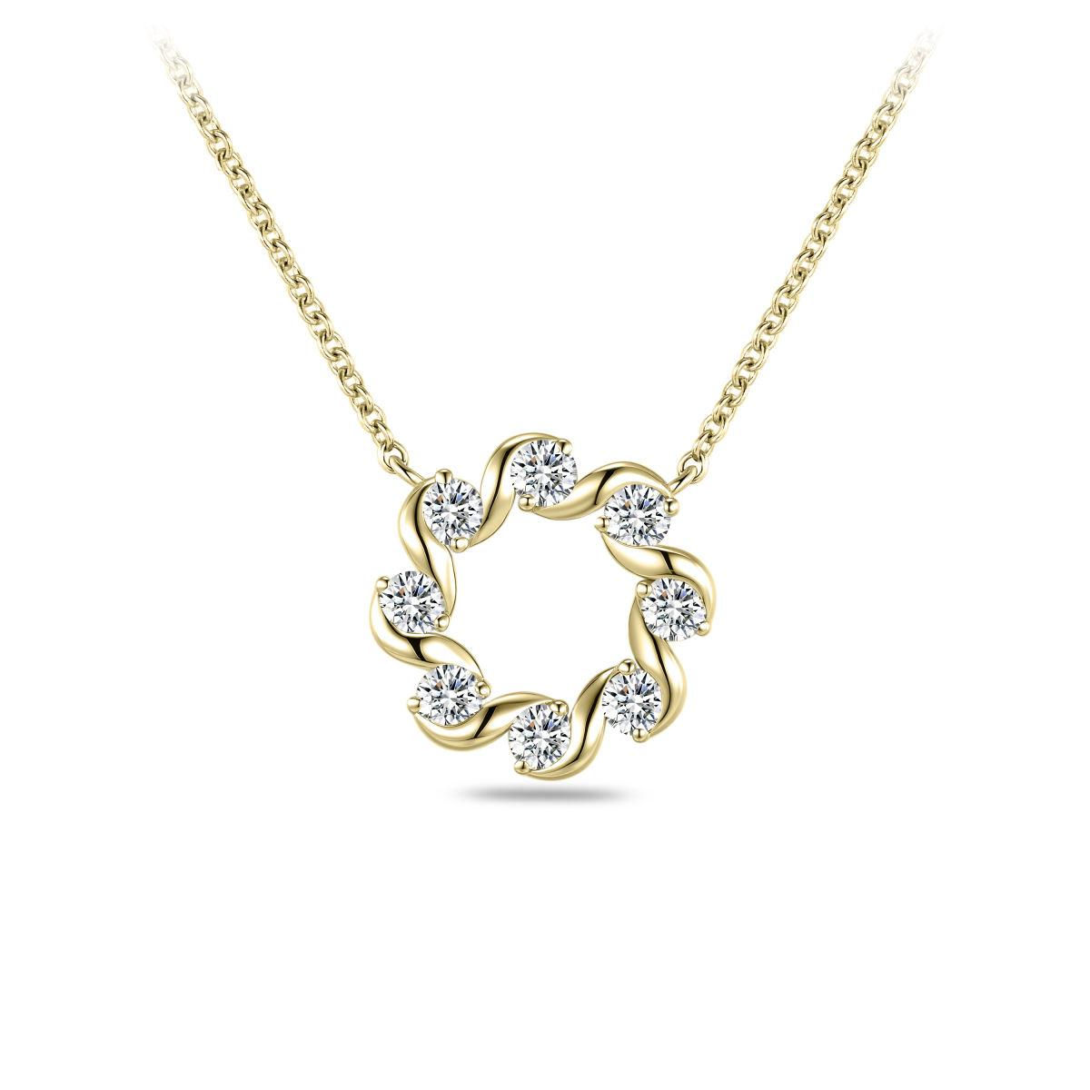 N1138Y Gisser Jewels zilver verguld collier met cirkel hanger zirconia