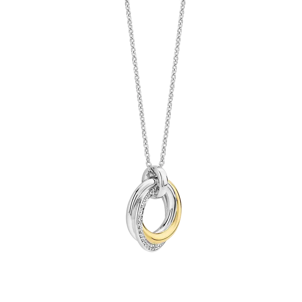 Thumbnail: 34055ZY Ti Sento zilveren collier verguld verbonden cirkels met zirconia
