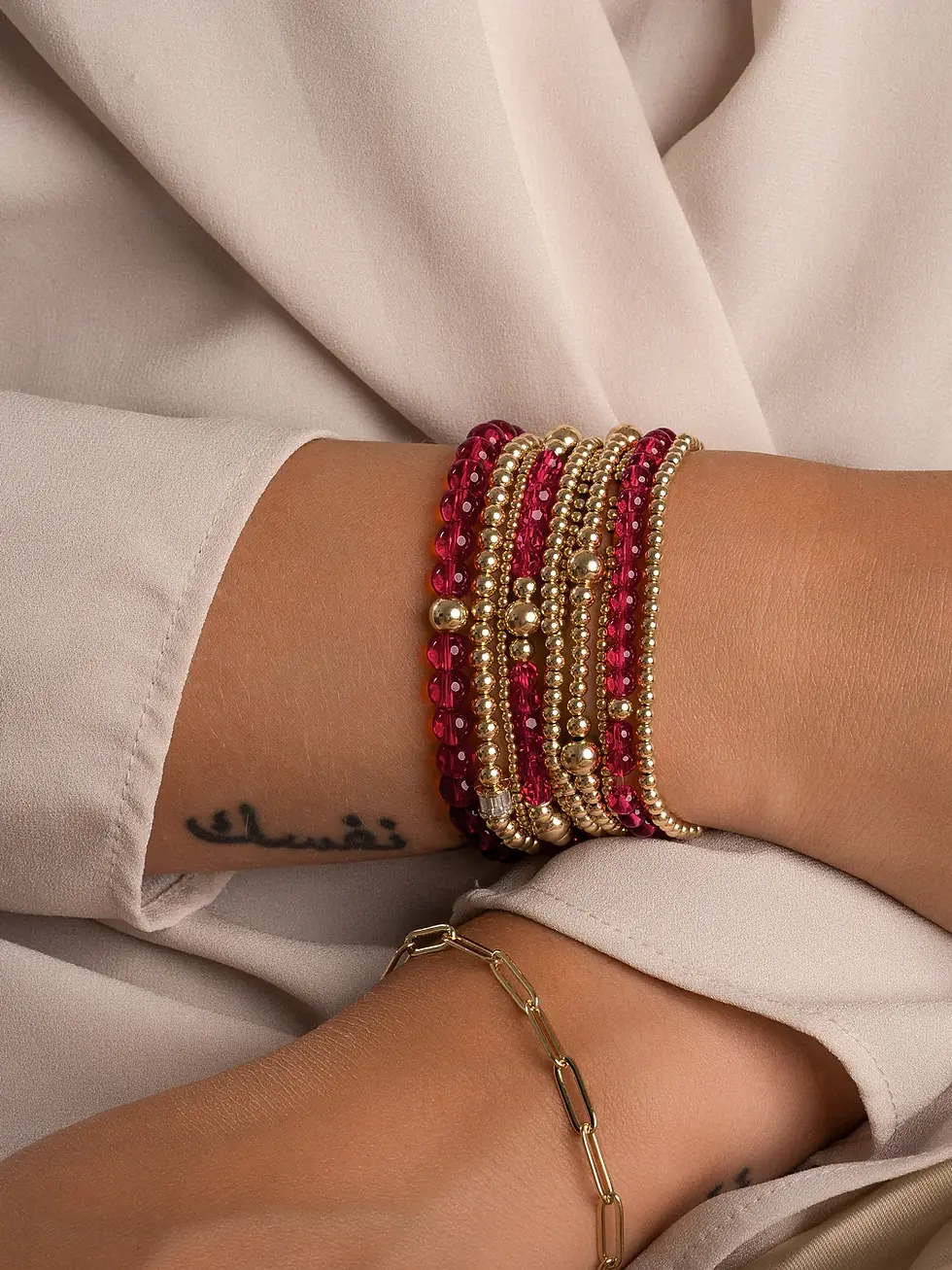 Thumbnail: SBG-GEM51-ADD-6MM Sparkling Jewels Fuchsia Quartz Saturn Large  armban