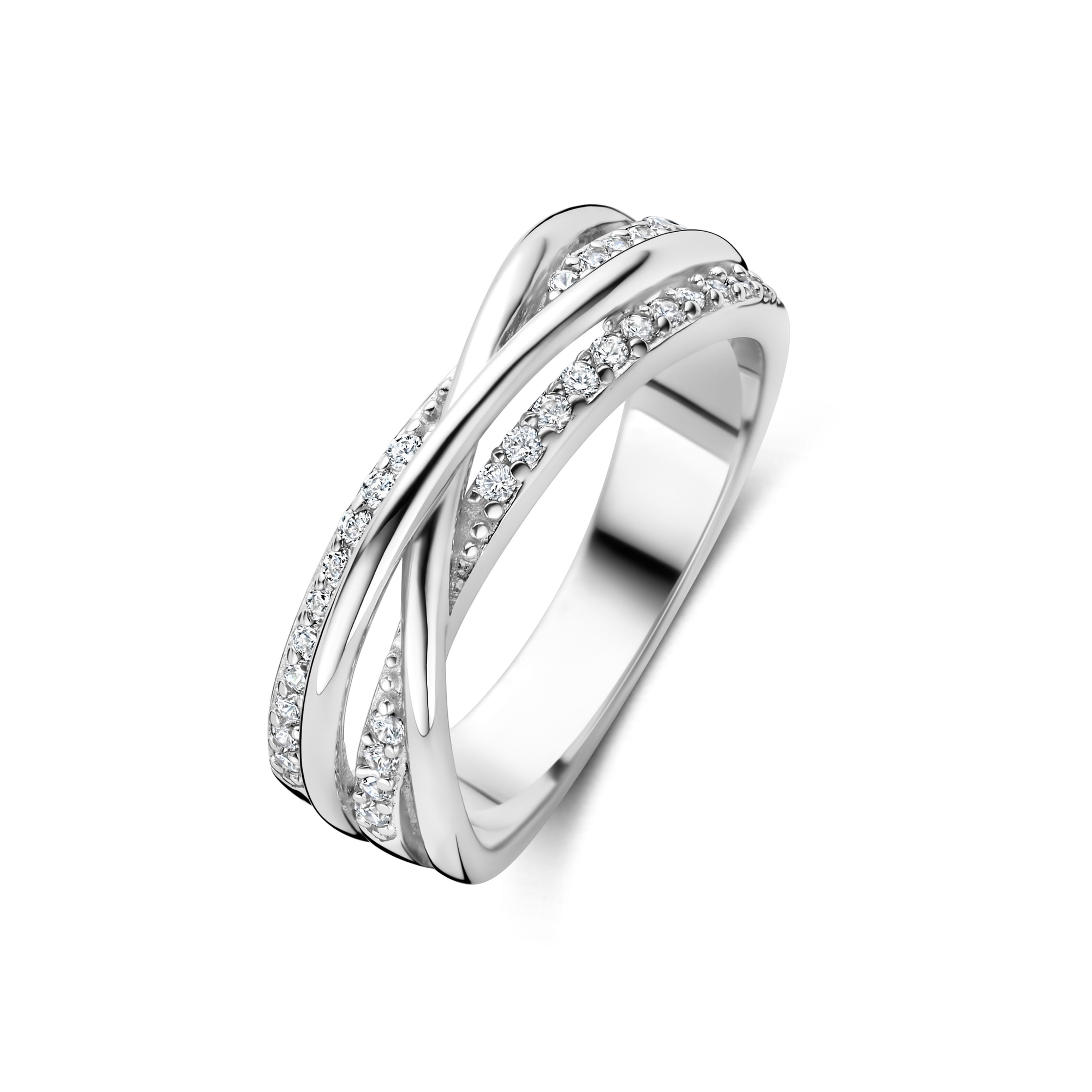 629.120 Rosa di Luca zilveren ring crossover met zirconia