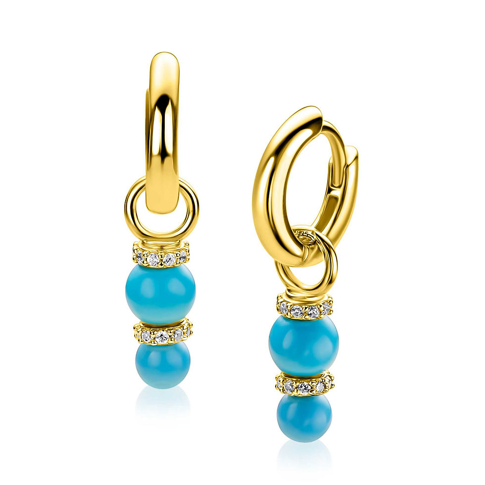 ZICH2864T ZINZI gold plated zilveren oorbedels turquoise parels