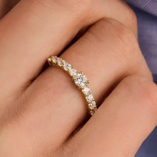 12429ZY Ti Sento goldplated zilveren ring met zirconia