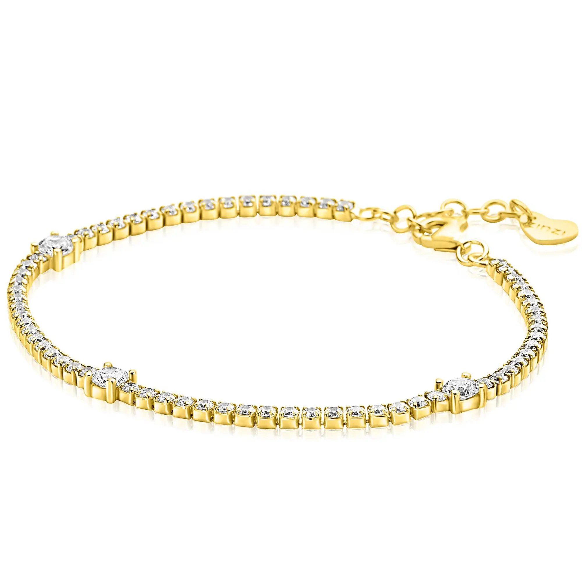 ZIA2894Y ZINZI zilveren tennisarmband verguld fantasie met zirconia