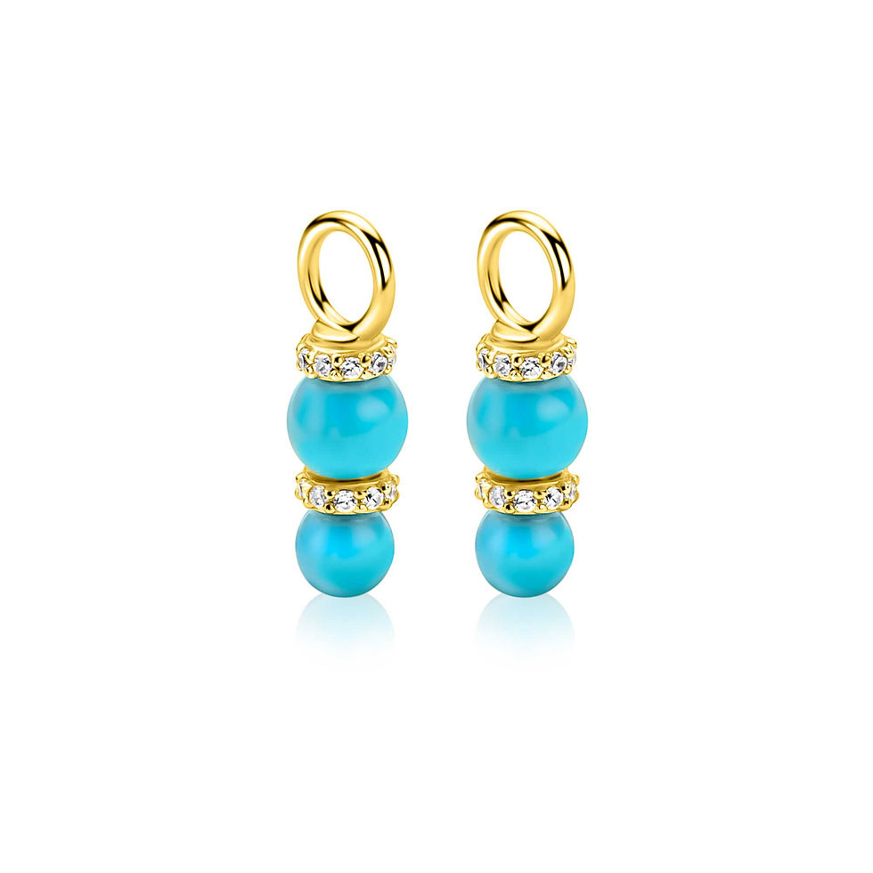 ZICH2864T ZINZI gold plated zilveren oorbedels turquoise parels