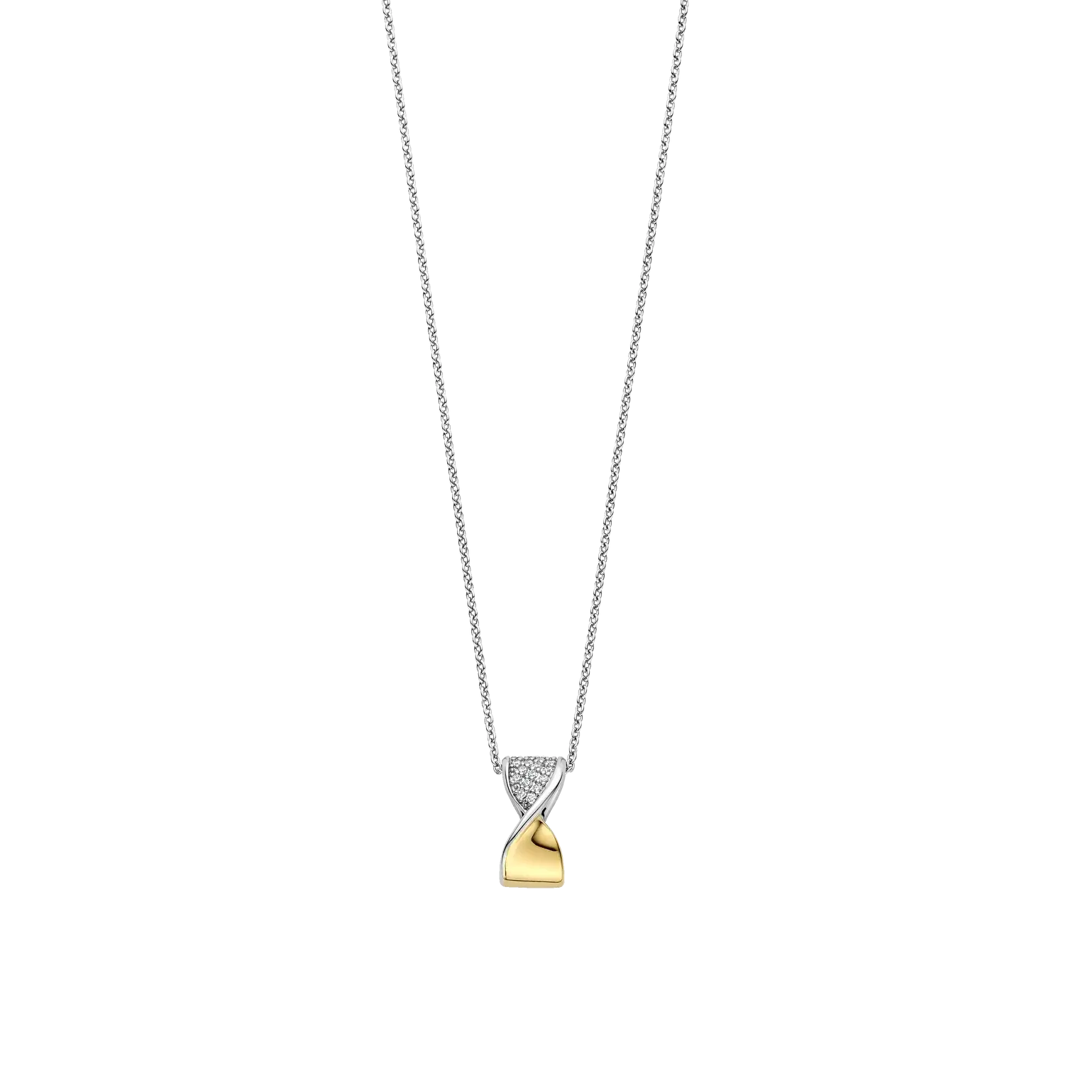34106ZY/42 Ti Sento zilver verguld collier met zirconia