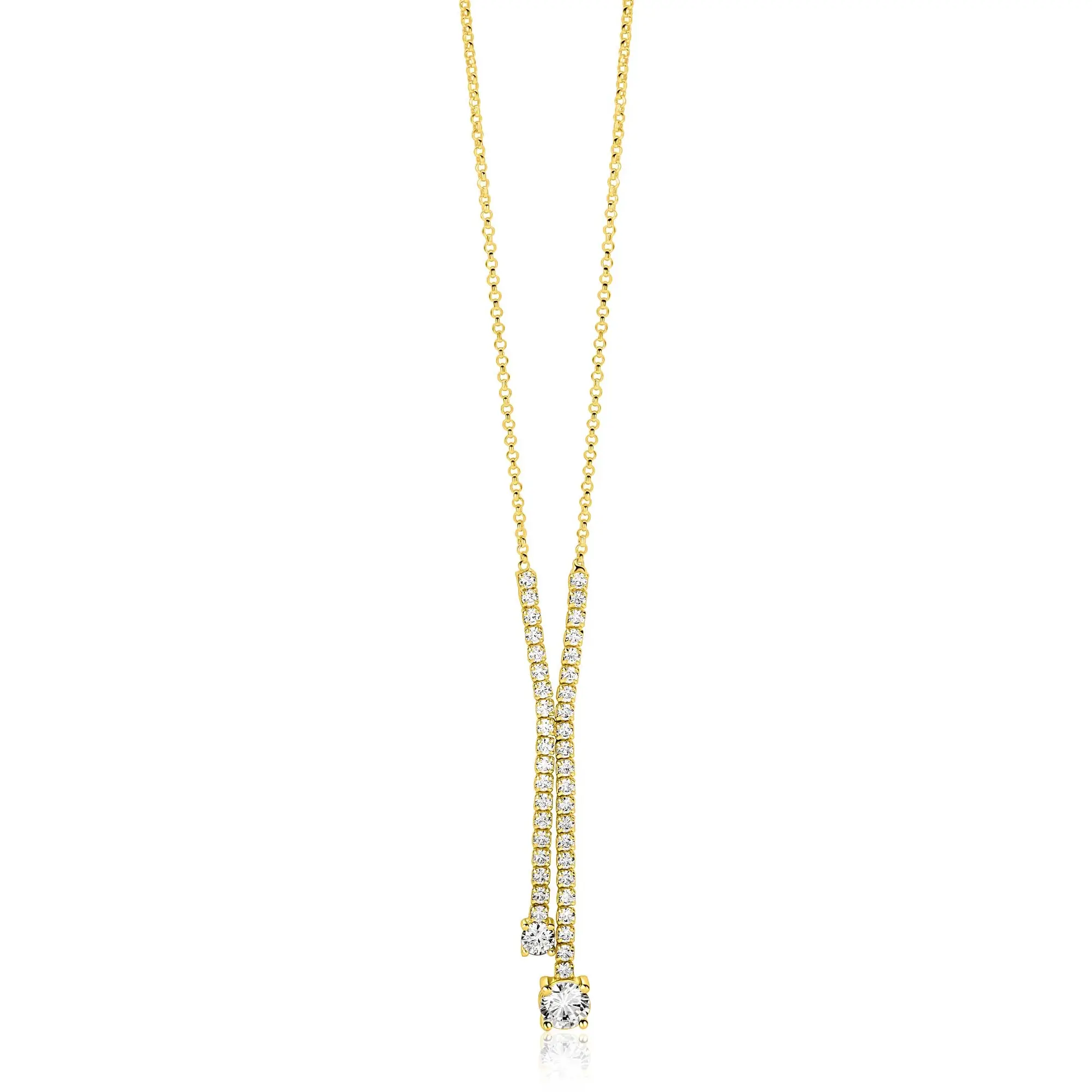 ZIC2894Y ZINZI zilveren collier verguld  met zirconia's