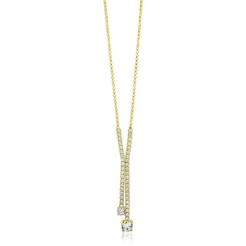 ZIC2894Y ZINZI zilveren collier verguld  met zirconia's