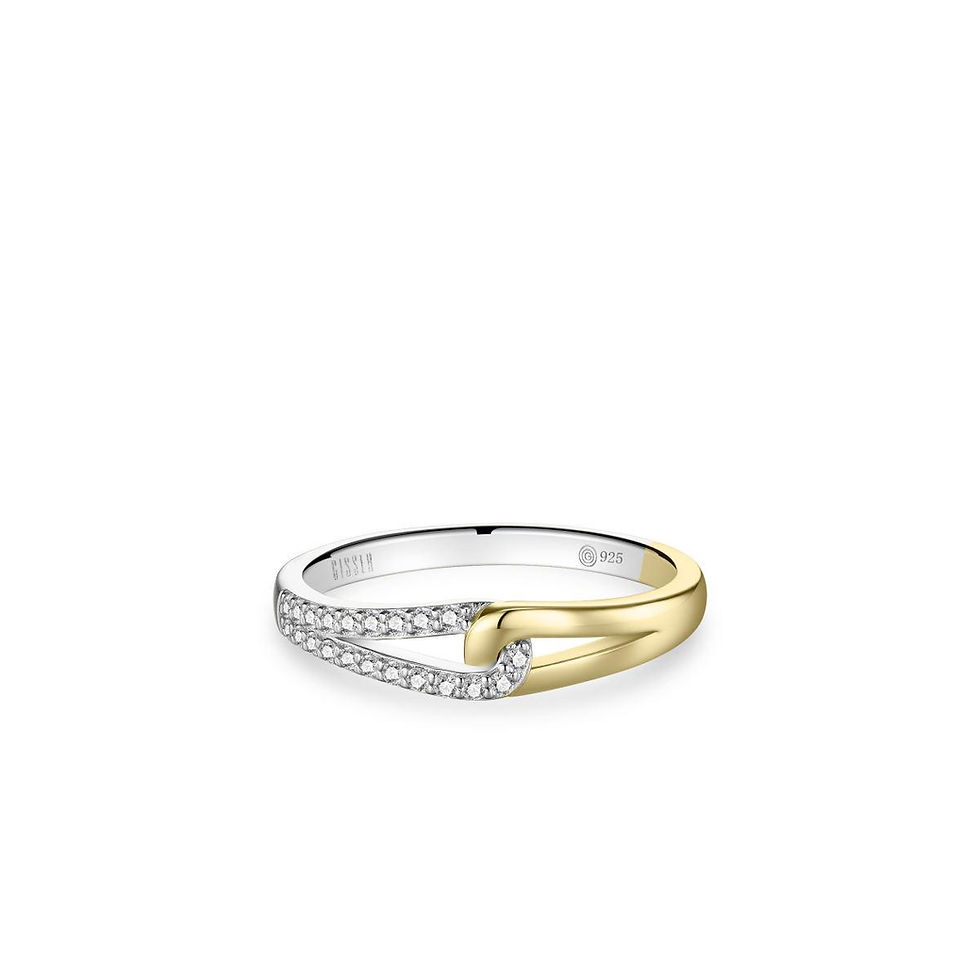 R493Y Gisser Jewels zilver vergulde ring zirconia knoop