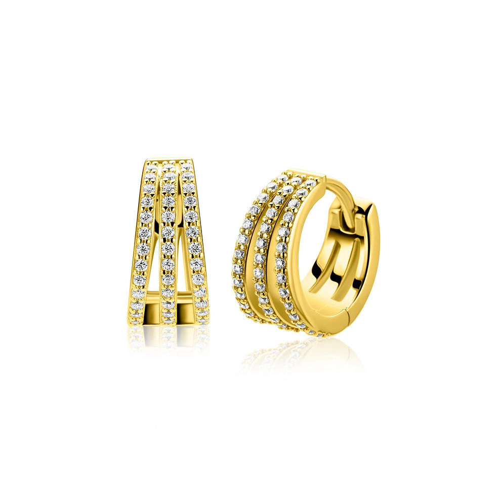 ZIO2727Y ZINZI goldplated zilveren multilook oorringen zirconia