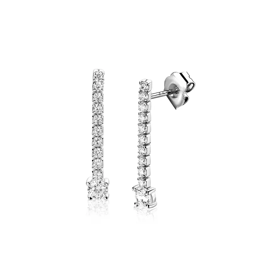 Thumbnail: ZIO2894 ZINZI zilveren oorknoppen met rijzetting zirconia's