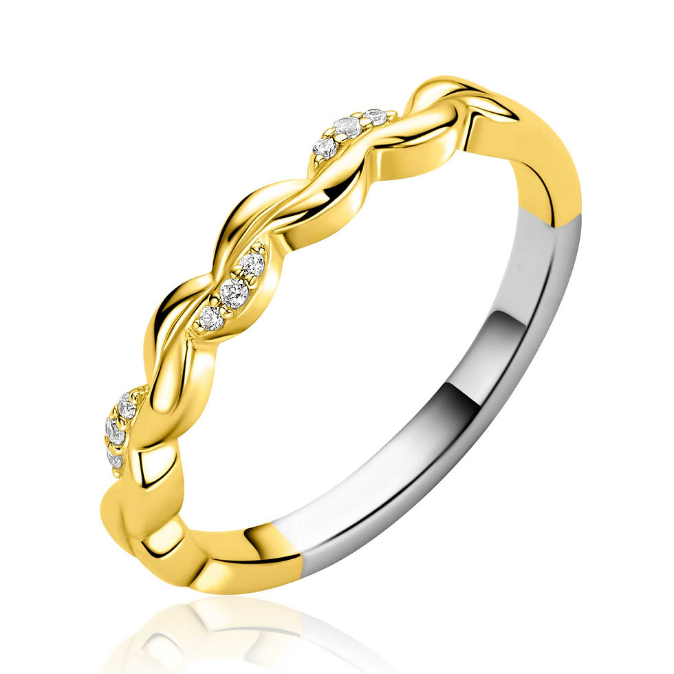 ZIR2875 ZINZI goldplated zilveren ring met golfjes en zirconia
