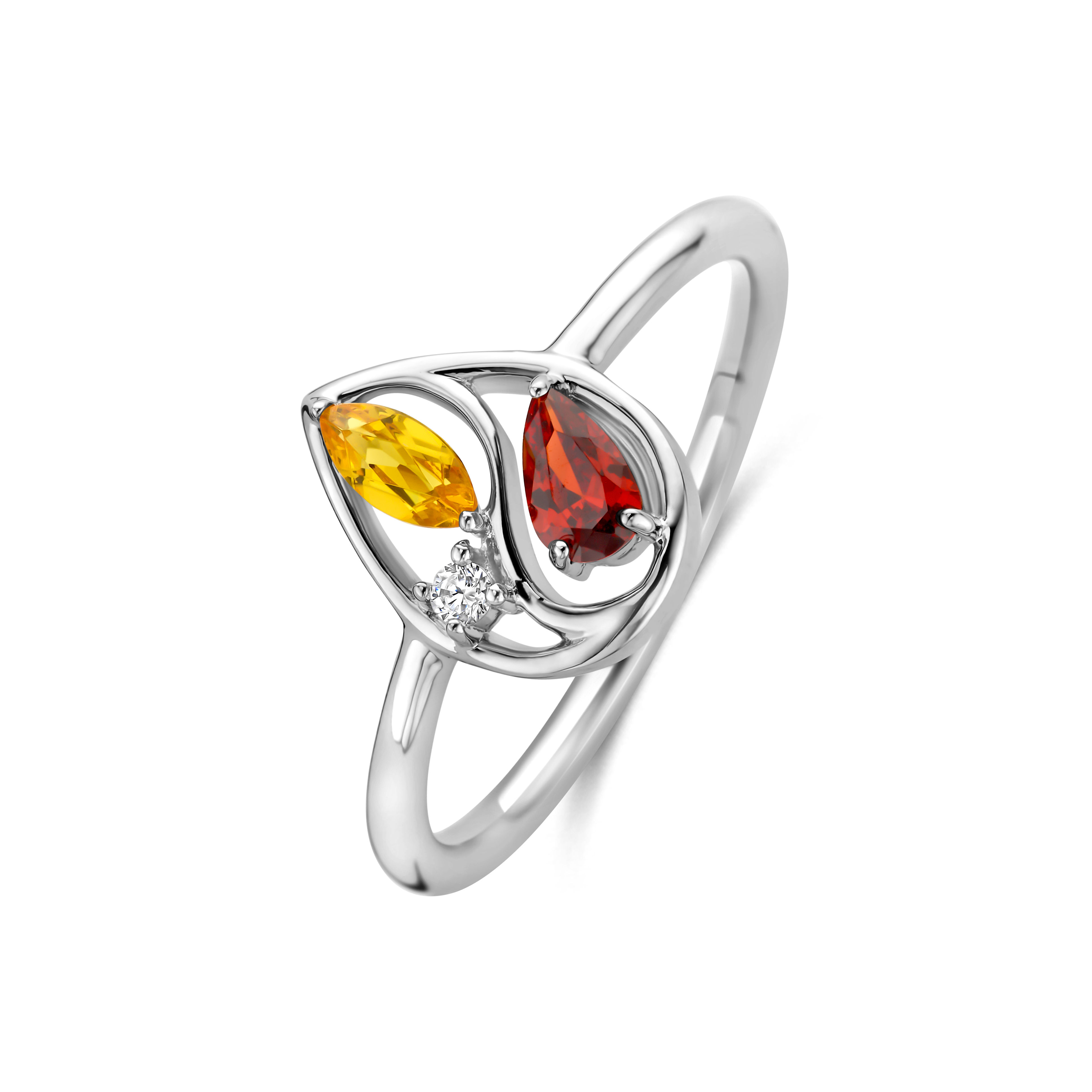 629.054 Rosa di Luca zilveren ring gekleurde stenen en zirconia