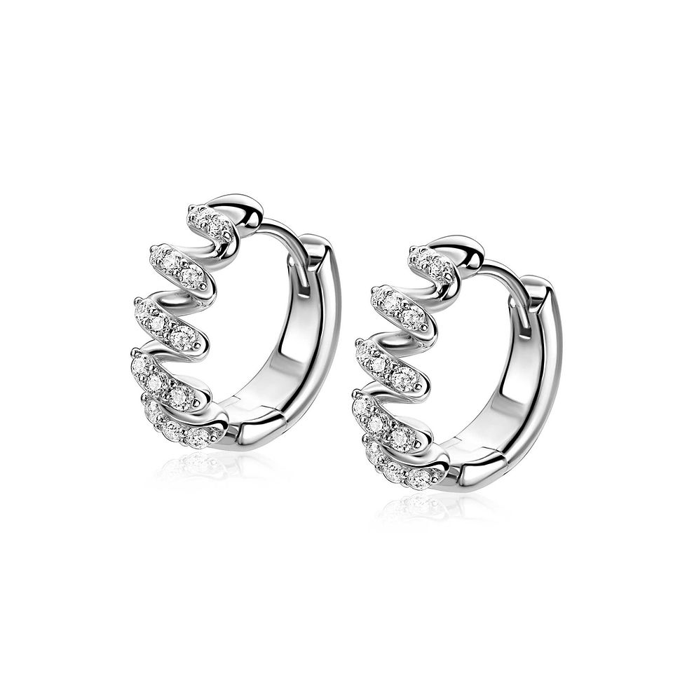 ZIO2877 ZINZI zilveren oorringen wokkelvorm met zirconia