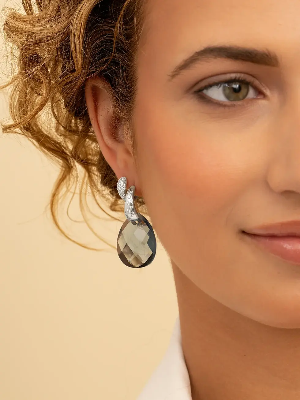 Thumbnail: EAS52 Sparkling Jewels Bold Flush creolen zirconia zilver