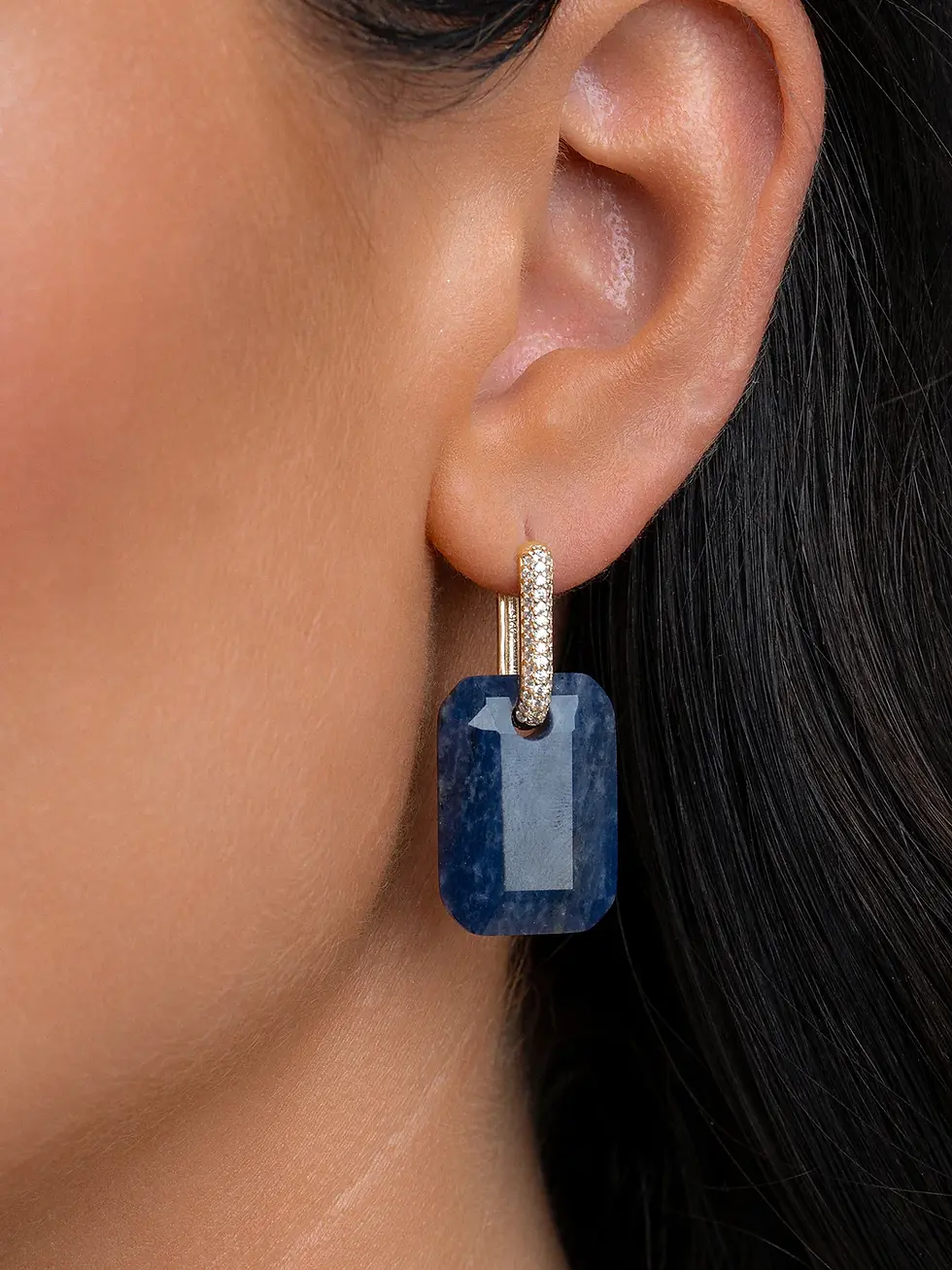 Thumbnail: EAG24 Sparkling Jewels Square oorbellen goudkleurig zirconia